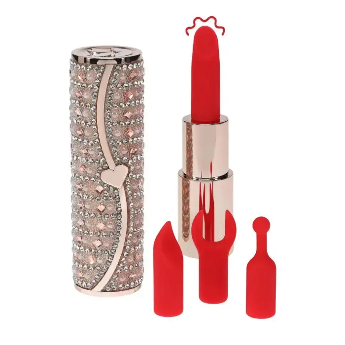 Tiffany Lipstick Vibrator with interchangeable tips – 3 cm (1.2″) – Pink