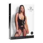 Vixen - Wet Look Basque Set - One Size - Black — Фото 2