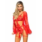 Garter Teddy with String Back and Robe – Red – L — Photo 1