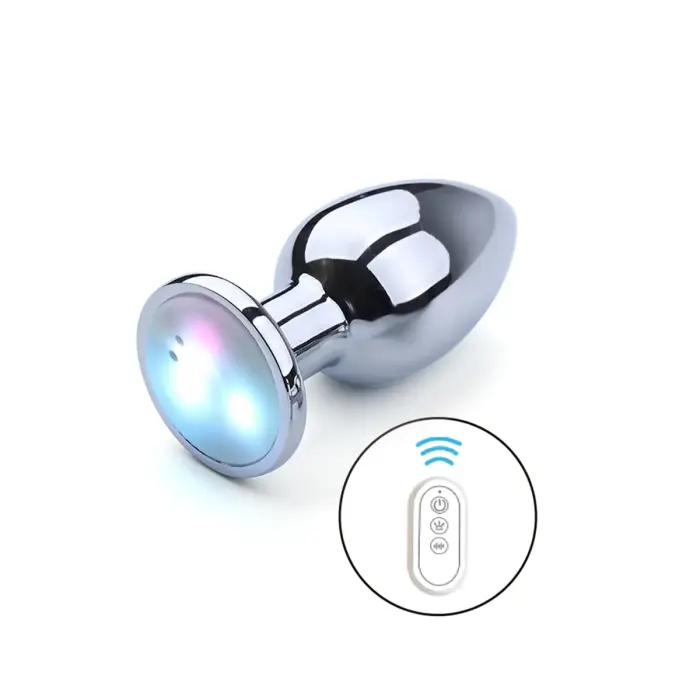 Vibrating Aluminum LED Butt Plug – 8 cm (3.1″) – Clear