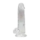 LED vibrējošs taisns vibrators ar bumbiņām – 15 cm – caurspīdīgs Foto 3