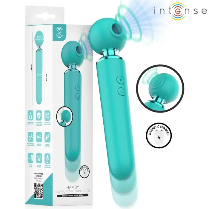 INTENSE Hamby стимулятор с всасыванием и вибрацией – 19.4 cm (7.6″) – синий