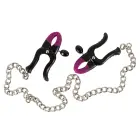 BK Silicone Nipple Clamps with Chain – Silver/Black/Purple — Photo 3