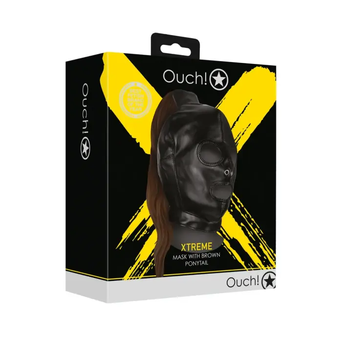 Mask with Brown Ponytail – Black