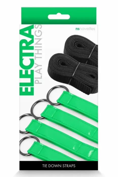 NS Novelties Electra Bed Restraint Straps – PU and neoprene under-bed system – green – adjustable set