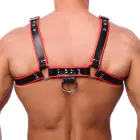 Red Leather Avanua кожаная бондажная упряжь премиум-класса – L/XL – чёрно-красная — Фото 2