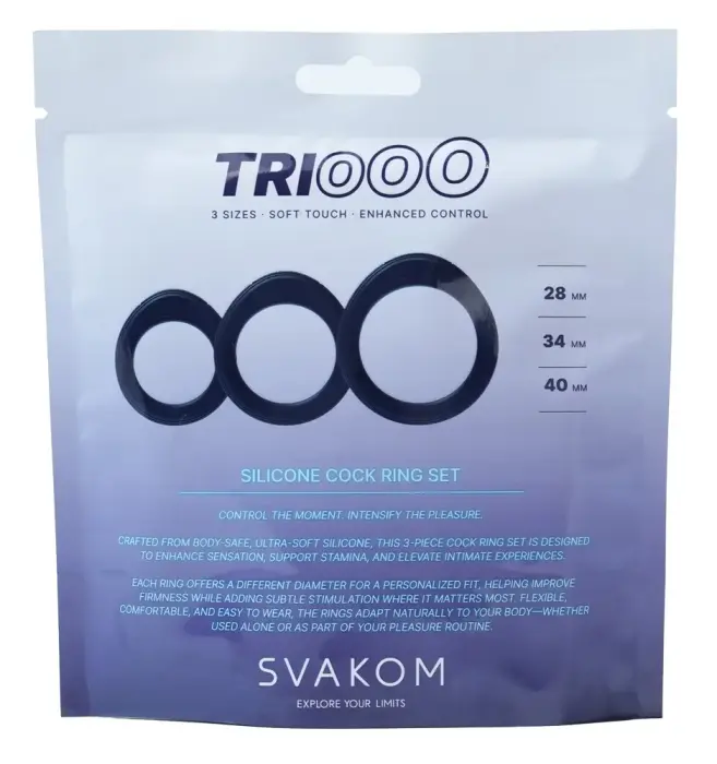 Svakom Triooo – 3 skystojo silikono varpos žiedų rinkinys – tamsiai mėlynas