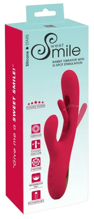 Sweet Smile кролик-вибратор с вибрирующим язычком и двойной стимуляцией – 24.2 cm (9.5″) – розовый