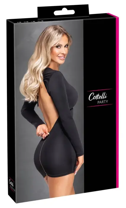 Cottelli PARTY мини-платье с открытой спиной и золотой молнией – чёрное – S