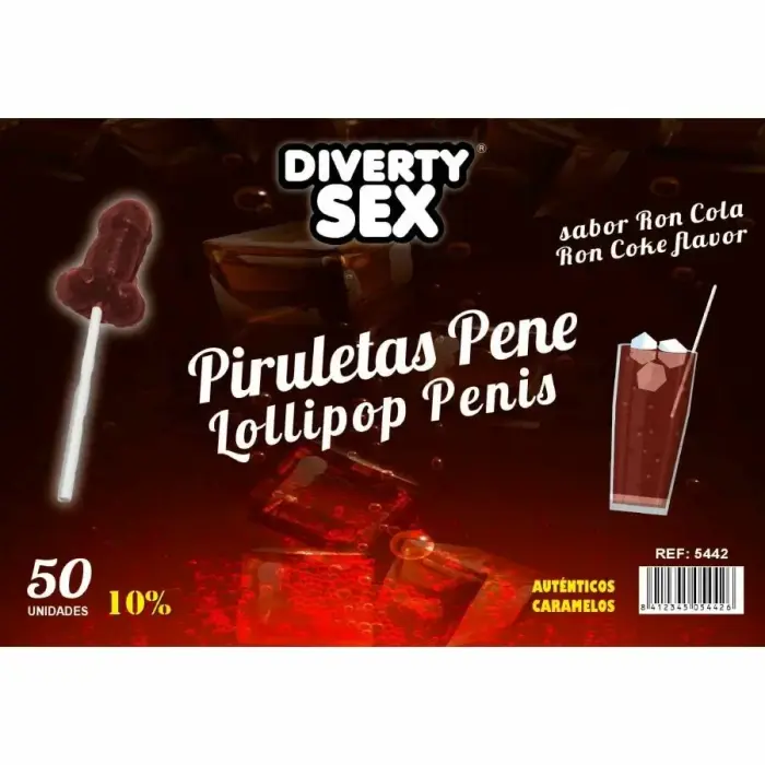 Diverty Sex Diablo Goloso Rum & Cola Lollipops 50 pcs