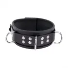 The Red Leather Necklace 3 D Rings – plata ādas kaklasiksna ar 3 D veida gredzeniem – melna – 38–53 cm — Foto 1