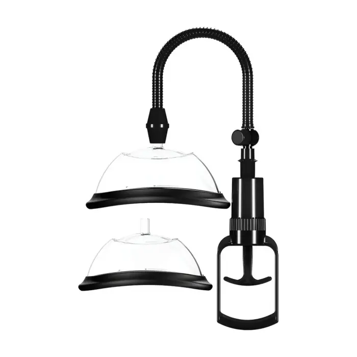 Shots – manual vaginal pump – intimate enhancement system – 2 cup sizes – black