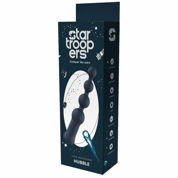 STARTROOPERS Hubble Large Vibrating Bead System – Silicone, 5 Rhythms, 10 Speeds, Black
