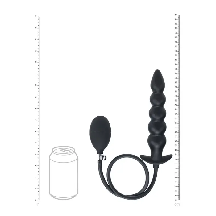 Beaded Inflatable Silicone Anal Plug - Black Photo