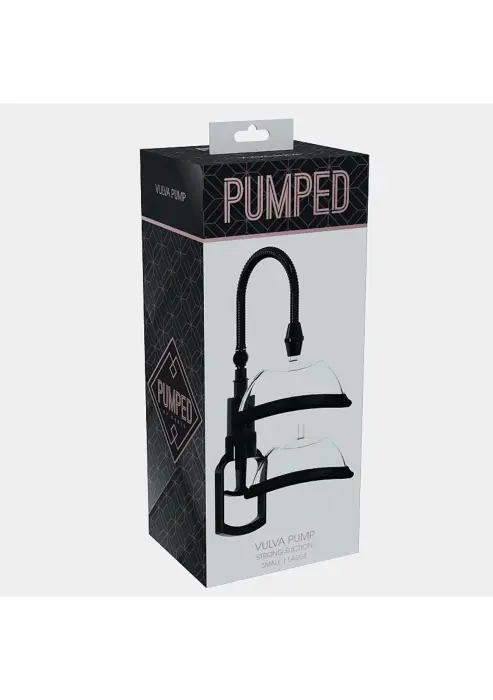 Manual vagina pump with 2 vulva cups – black