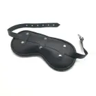 Red Leather regulējams polsterēts ādas acu pārsējs – melns — Foto 1