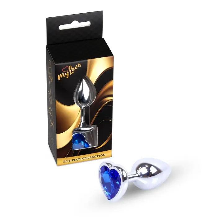 MyLove Toys Jewellery Silver анальная пробка в форме сердца – 7 см – Темно-синяя