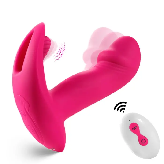 Valkājams vibrators ar glāstošu kustību un tālvadības pulti