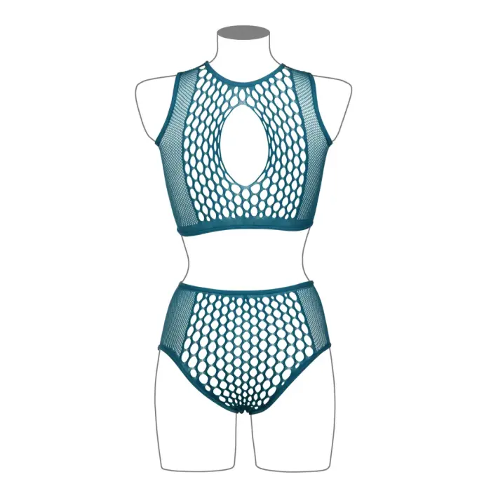 Duo Net комплект бюстгальтера с декоративным вырезом – синий – One Size Фото num