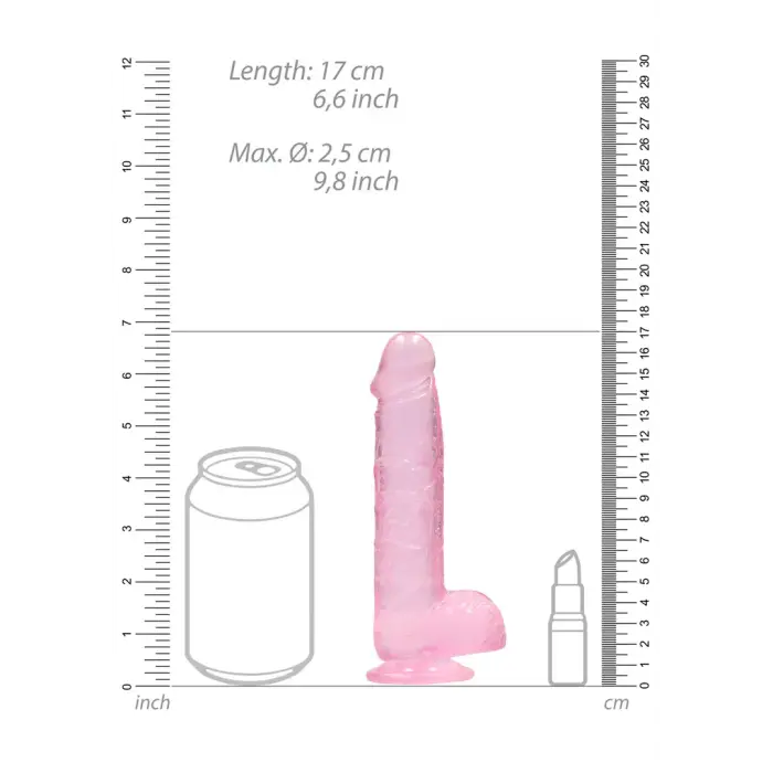 Reālistisks dildo ar sēkliniekiem un piesūcekni – 17 cm (6.7″) – Caurspīdīgs Foto 5