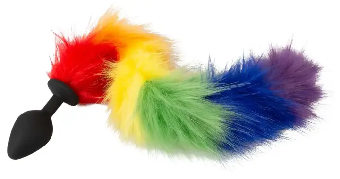 Fluffy Tail Rainbow dildo – 42 cm – Multicolored Photo