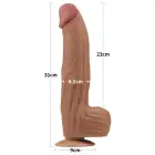 LoveToy King Sized Sliding Skin Dual Layer Dong – reālistisks dildo – TPE – brūns – 30,5 cm — Foto 3
