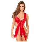 Unwrap Me Satin Bow Teddy – elegant satin teddy with bow detail and adjustable fit – S/M — Photo 1