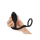 B-Vibe Snug & Tug – Erekcijas gredzens ar svaru un anālais spraudnis – Melns — Foto 2