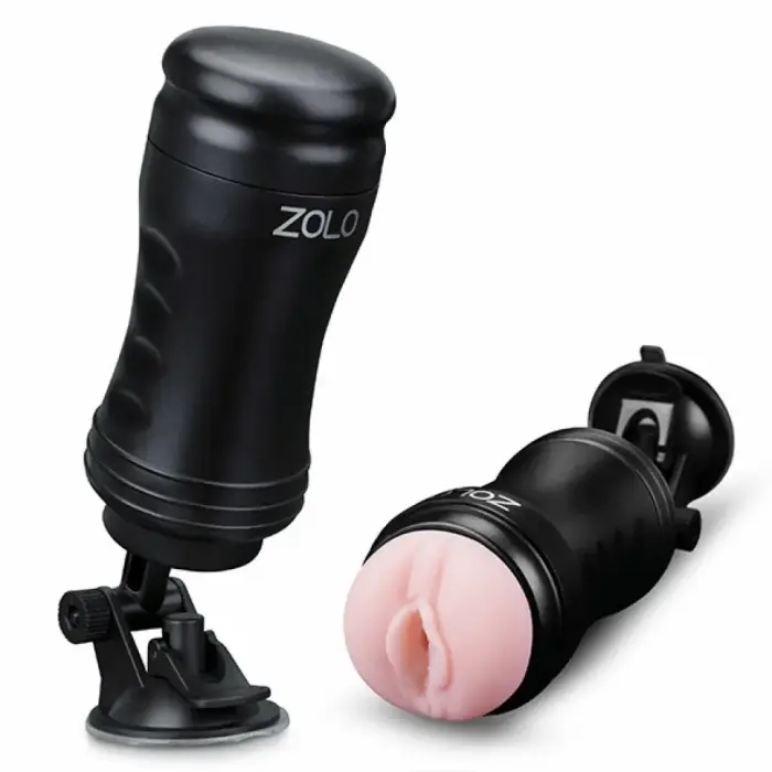 Zolo Solo Flesh masturbators ar piesūcekni – 22 cm – miesas krāsa / melns