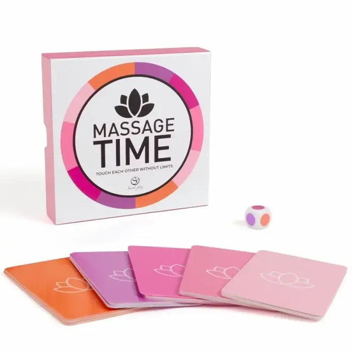 SECRET PLAY Massage Time erotiska kāršu spēle pāriem - 50 kartītes un kauliņš