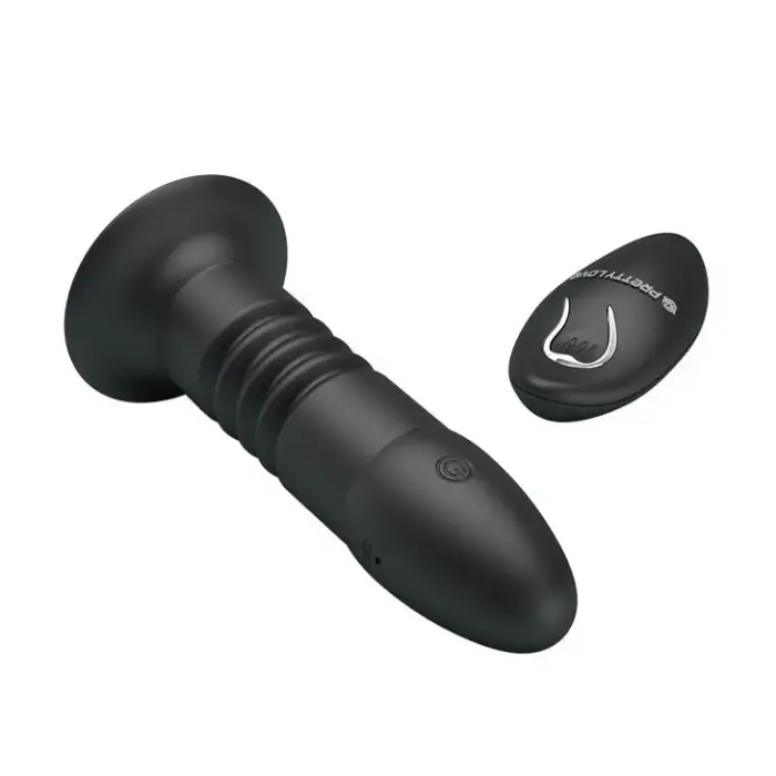 Magic Jingers Vibrating & Thrusting Anal Plug with Remote Control – Black