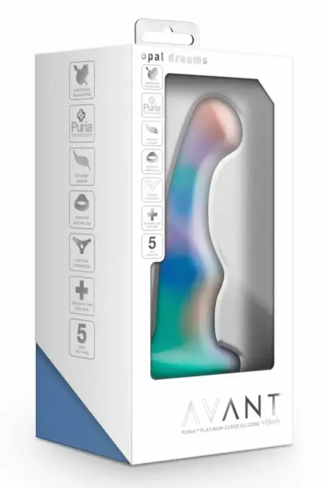 AVANT Opal Dreams platīna silikona dildo ar piesūcēju – 15,2 cm, akvamārīns