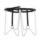 Subblime Black Leather Chain Belt – Adjustable with Metal Rings, One Size — Photo 4