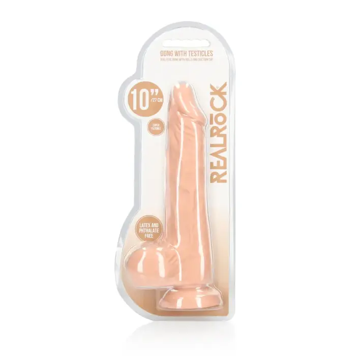 Realistic Dildo with Testicles and Suction Cup – 25 cm (10″) – Skin
