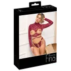 Abierta Fina Open Cup Top and Crotchless Thong Set – Red – XL — Photo 1
