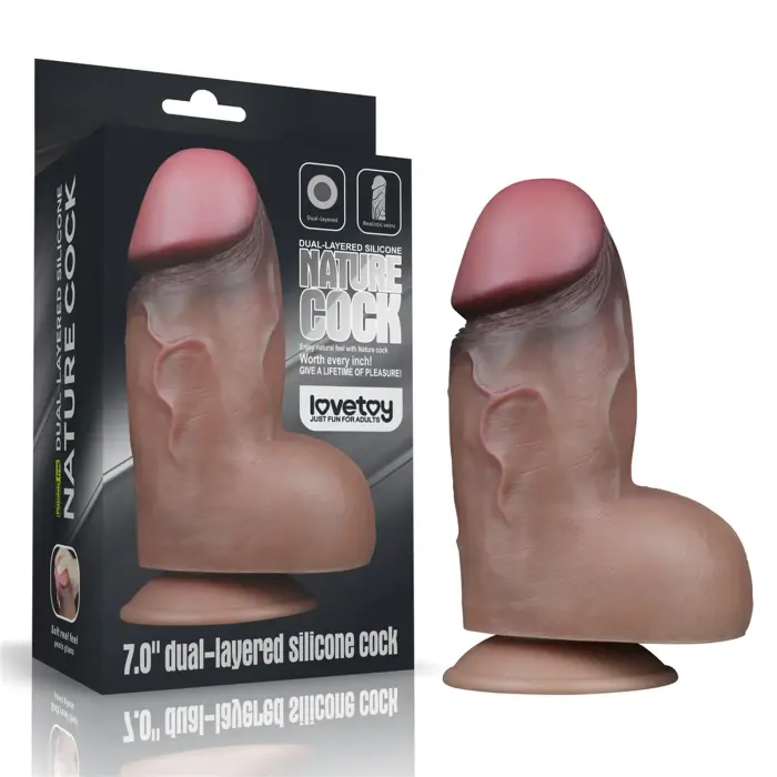 LoveToy Dual Layered Platinum Silicone Cock – realistic dual-layer dildo – silicone – 17.8 cm