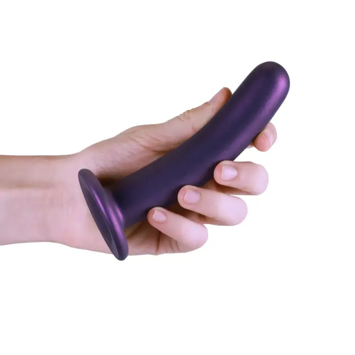Gluds silikona G-punkta dildo – 14.5 cm (6″) – Metālisks Foto 6