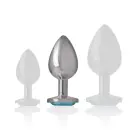 INTENSE Aluminum Intimate Plug with Blue Crystal Accent – M – Silver — Photo 5