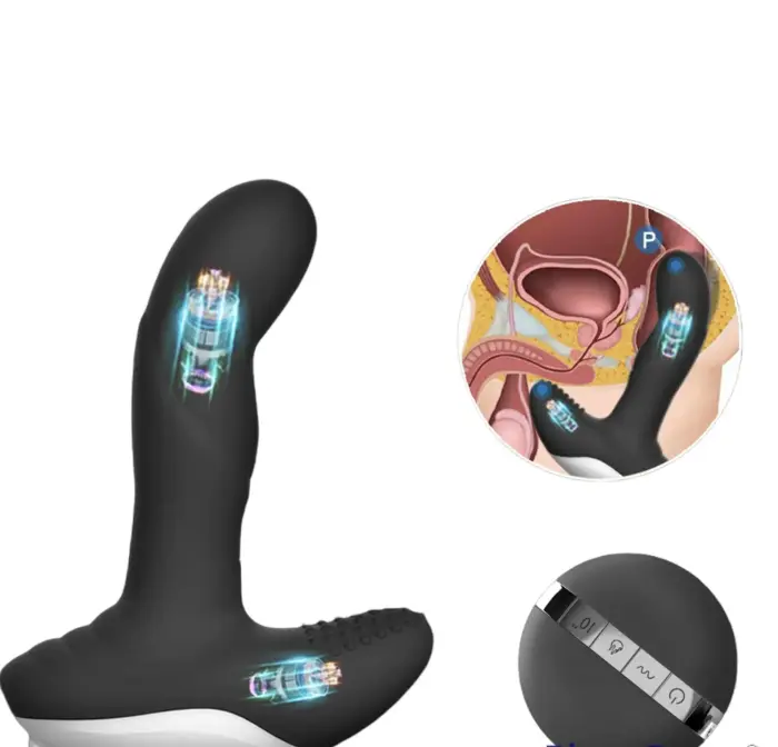 Luxury Play Prostate Stimulator – Silicone USB Massager – 7 Function – Pulsator – Heating – Black Photo