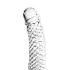 Caurspīdīgs rievots stikla dildo – 17 cm (6.7″) — Foto 3