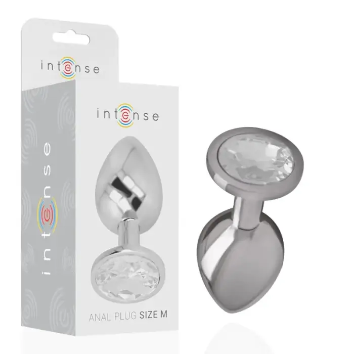 Intense Aluminum anālais spraudnis M Silver Crystal – 8 cm – sudraba