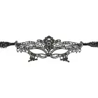 Cottelli Collection Black Embroidered Eye Mask with Lace Ribbon — Photo 4