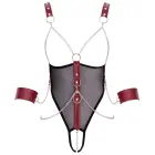 Cottelli Collection Bondage Bodysuit with Adjustable Straps and Chains – Black/Red – XL — Photo 9
