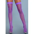 Be Wicked Nylon Fishnet Thigh Highs – Purple – One Size — Photo 1