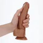 Izliekts reālistisks dildo ar sēkliniekiem un piesūcekni – 20.5 cm (8″) — Foto 6