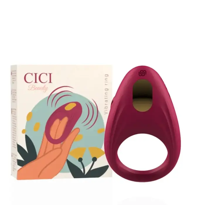 Cici Beauty premium silikona vibrējošs gredzens – sarkans – uzlādējams
