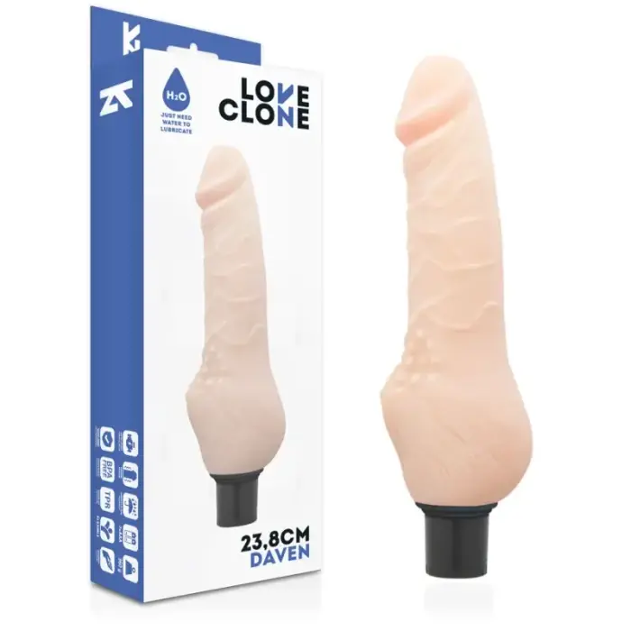 LOVECLONE Daven pašlubricējošs dildo – 23.8 cm (9.4″) – melns