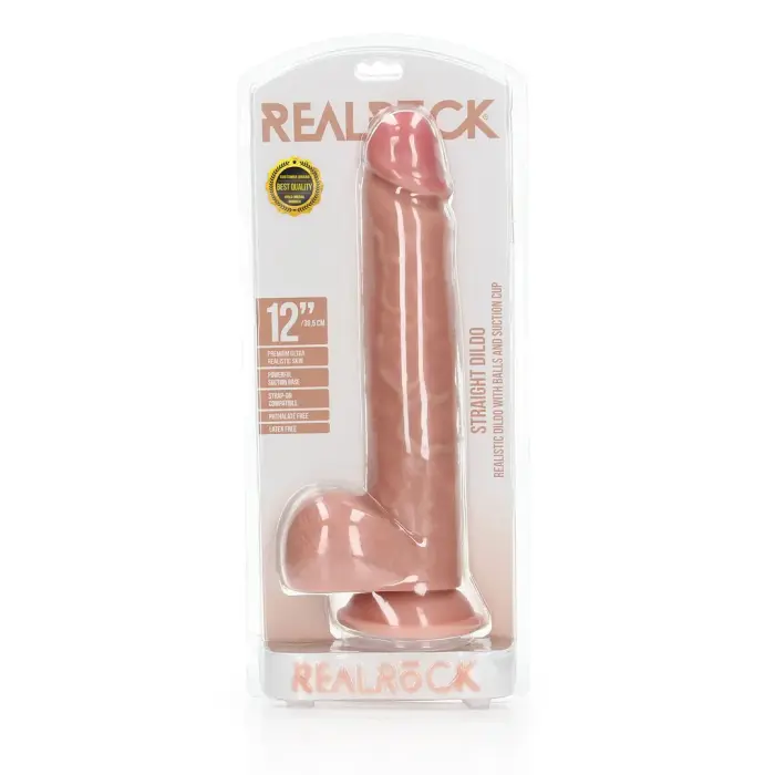 Прямой реалистичный дилдо с яичками и присоской – 30.5 cm (12″)