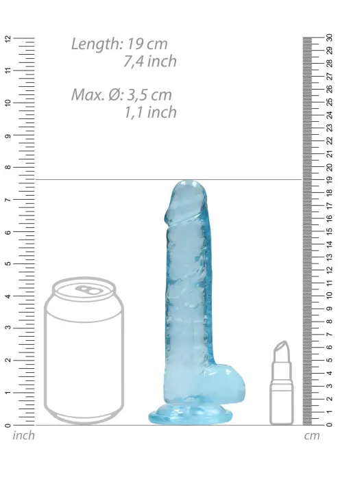 Reālistisks dildo ar sēkliniekiem – 19 cm (7.5″) – Zils