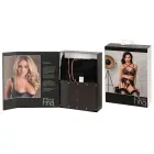 Abierta Fina mežģīņu krūštura komplekts ar zeķturiem un stringiem bez starpkauna – melns – M Foto 15